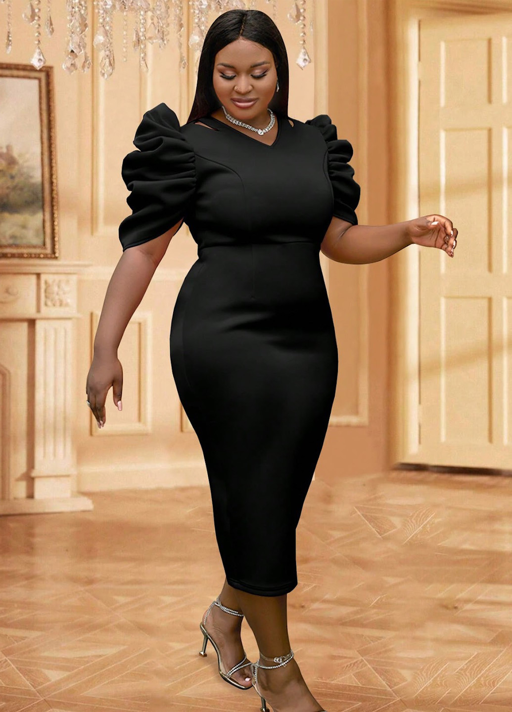 Чорна ділова сукня футляр SHEIN однотонна