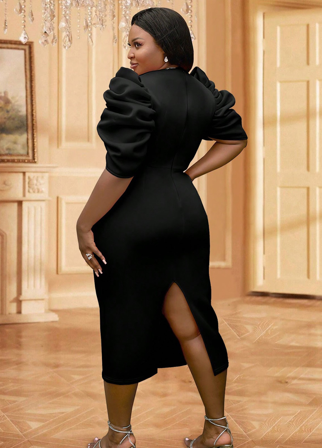 Чорна ділова сукня футляр SHEIN однотонна