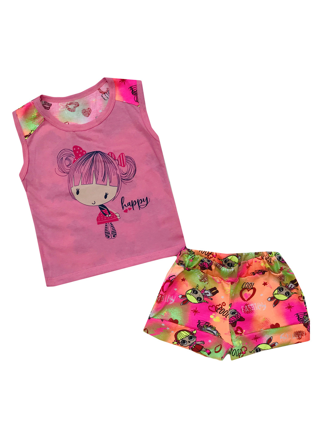 Рожево-ліловий літній комплект (майка, шорти) AV Style