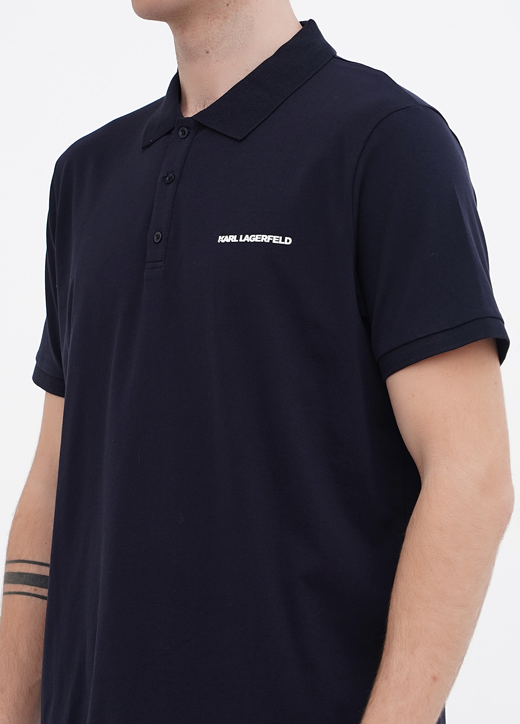 Темно-синяя футболка-поло для мужчин Lagerfeld с логотипом