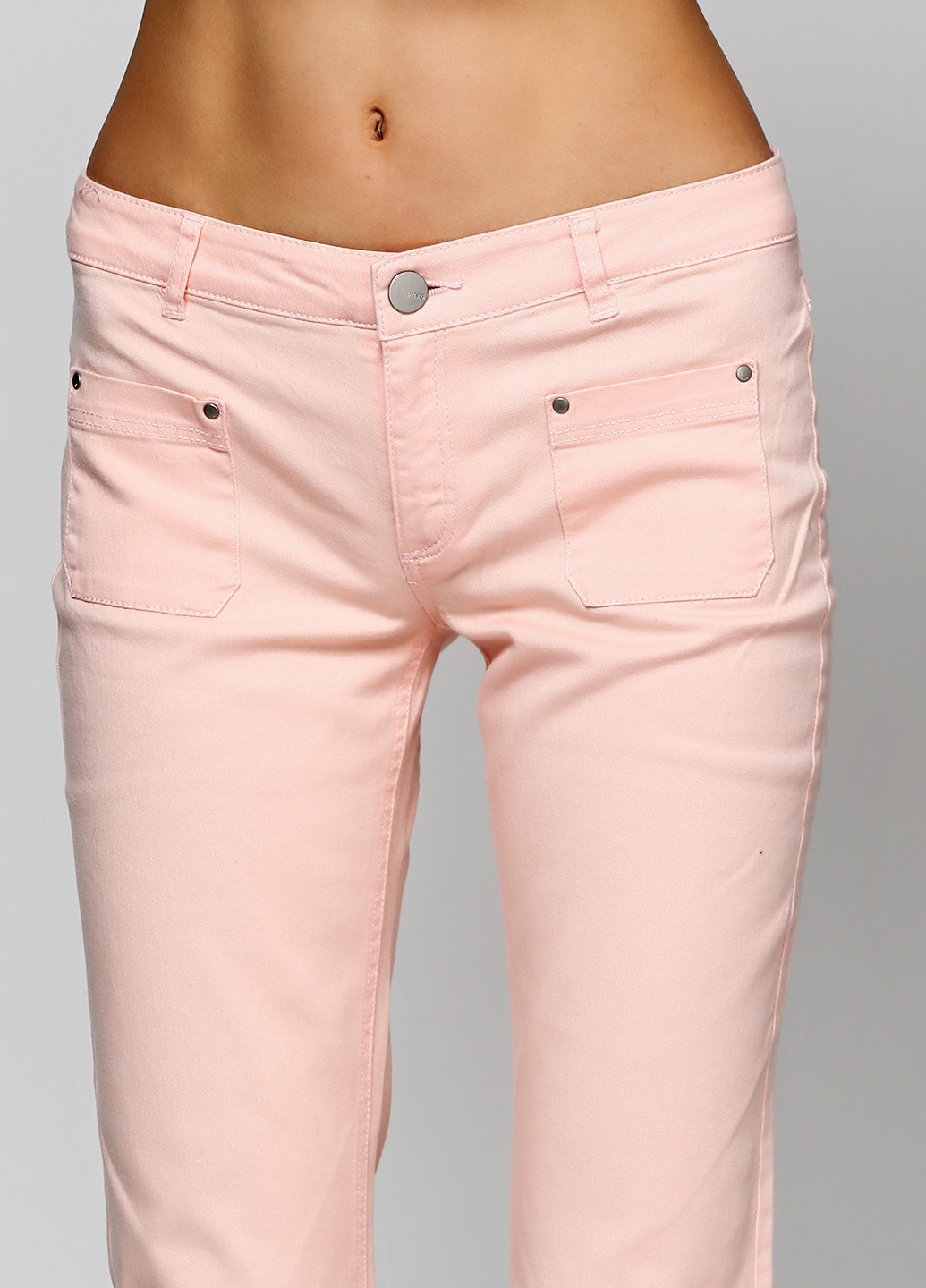 Светло-розовые джинсовые демисезонные клеш брюки Mango