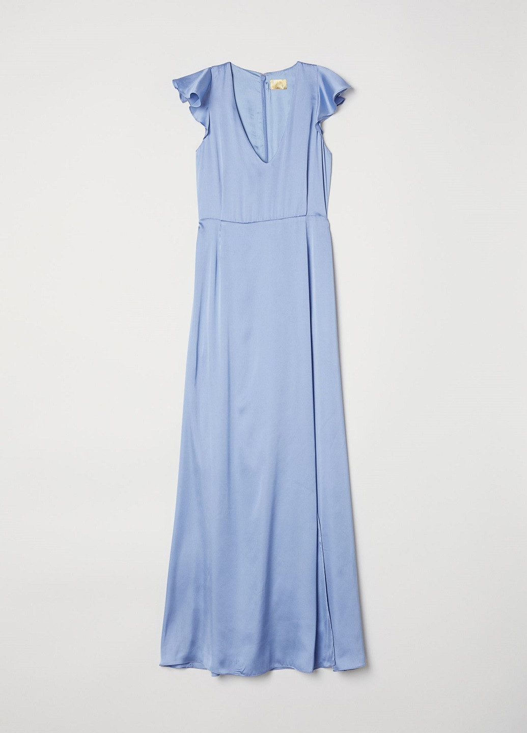 Блакитна вечірня атласна сукня максі H&M однотонна