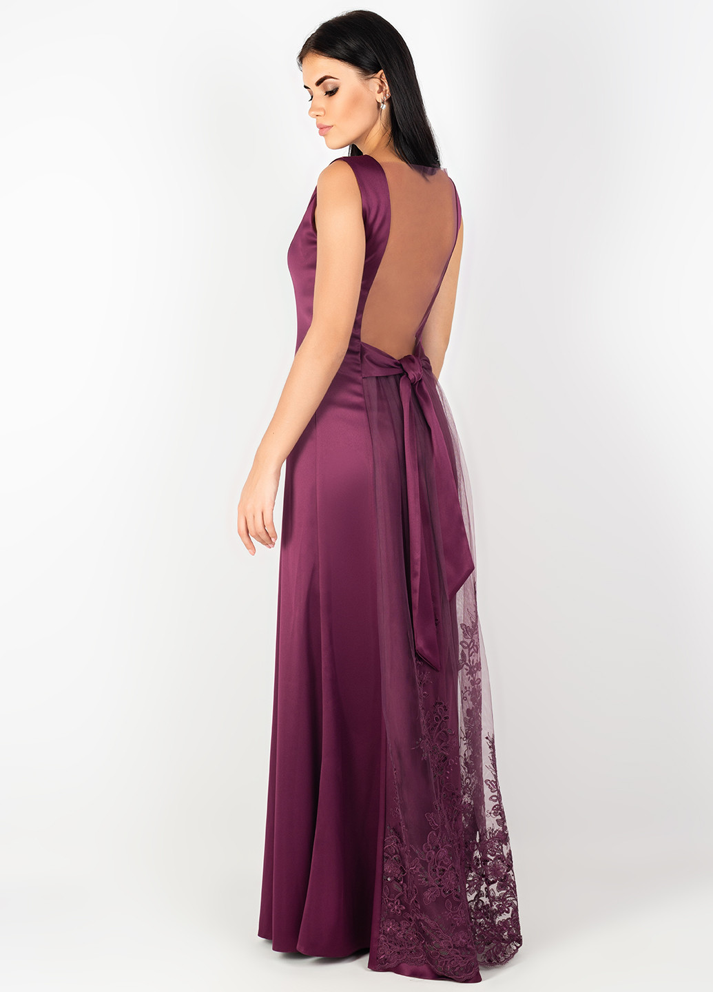 Фиолетовое вечернее платье Seam однотонное