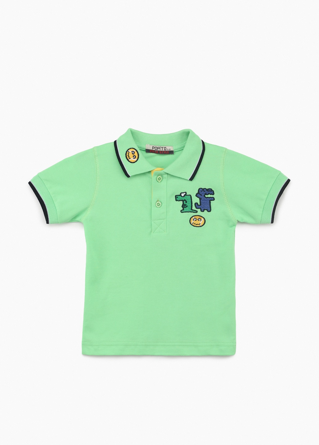 Салатовая детская футболка-поло для мальчика Popito однотонная