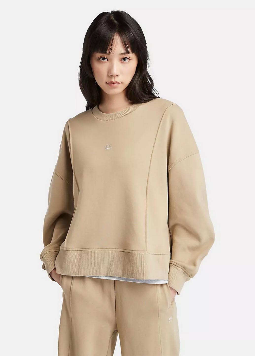 Бежевый свитшот Timberland однотонный вышивка (330361543)