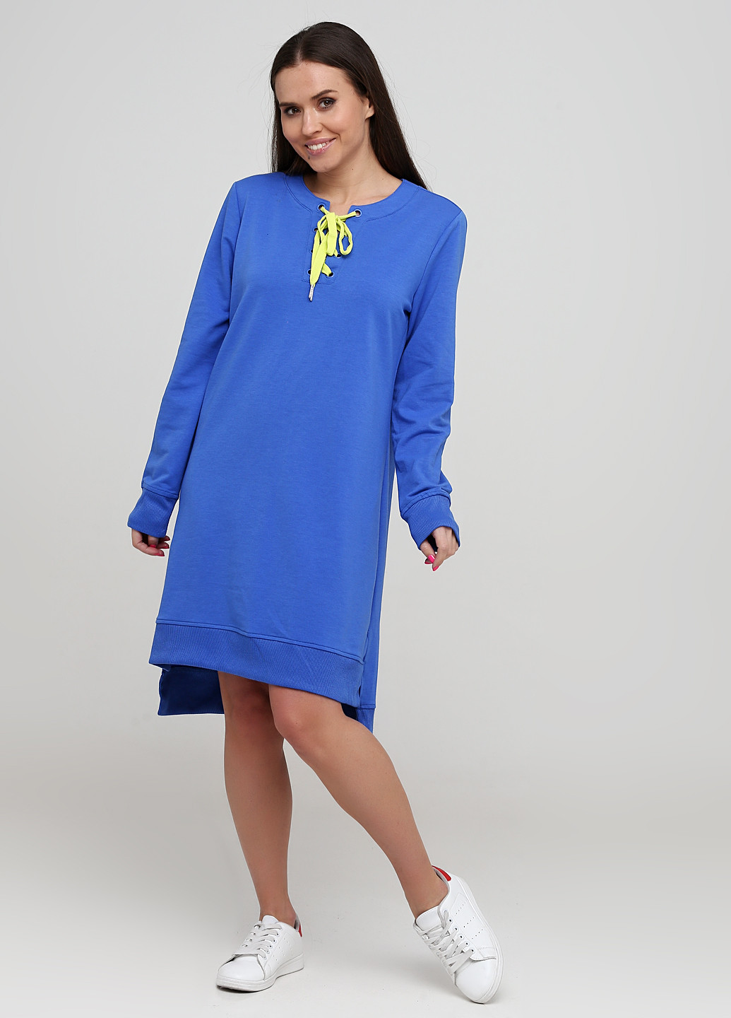 Светло-синее кэжуал платье платье-свитшот Mark однотонное