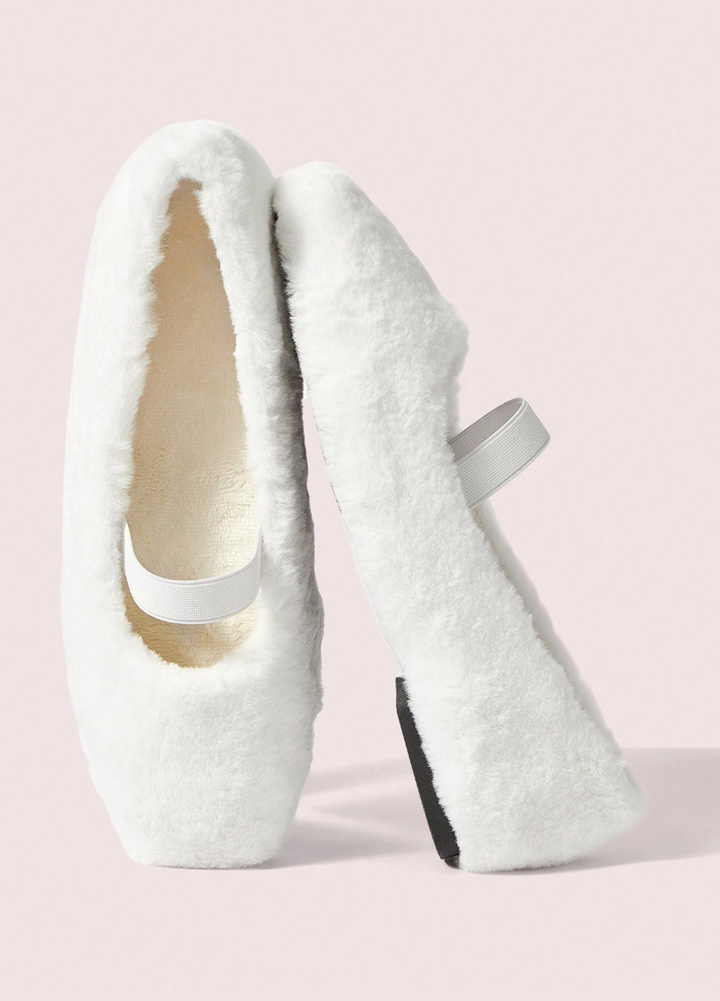 Жіночі балетки SHEIN | білі однотонні хутро текстиль (341250570)