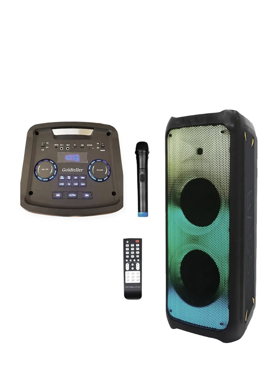Акустична система Goldteller GT-5050 з 2-ма мікрофонами Бездротова портативна колонка з підсвічуванням No Brand (253517632)