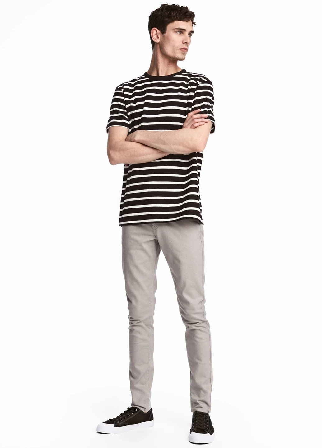 Светло-серые кэжуал демисезонные зауженные брюки H&M