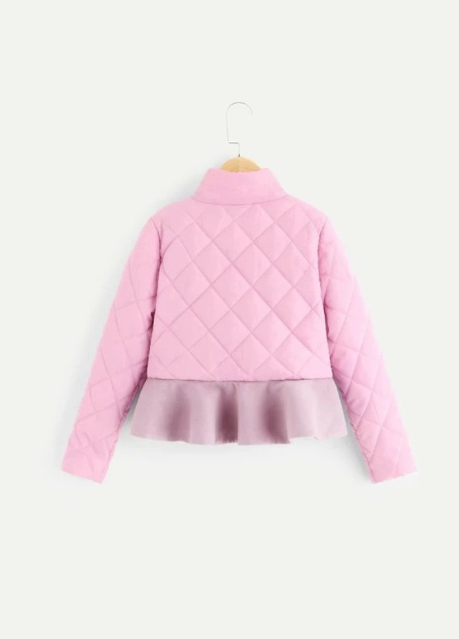 Рожева куртка з баскою для дівчаток SHEIN