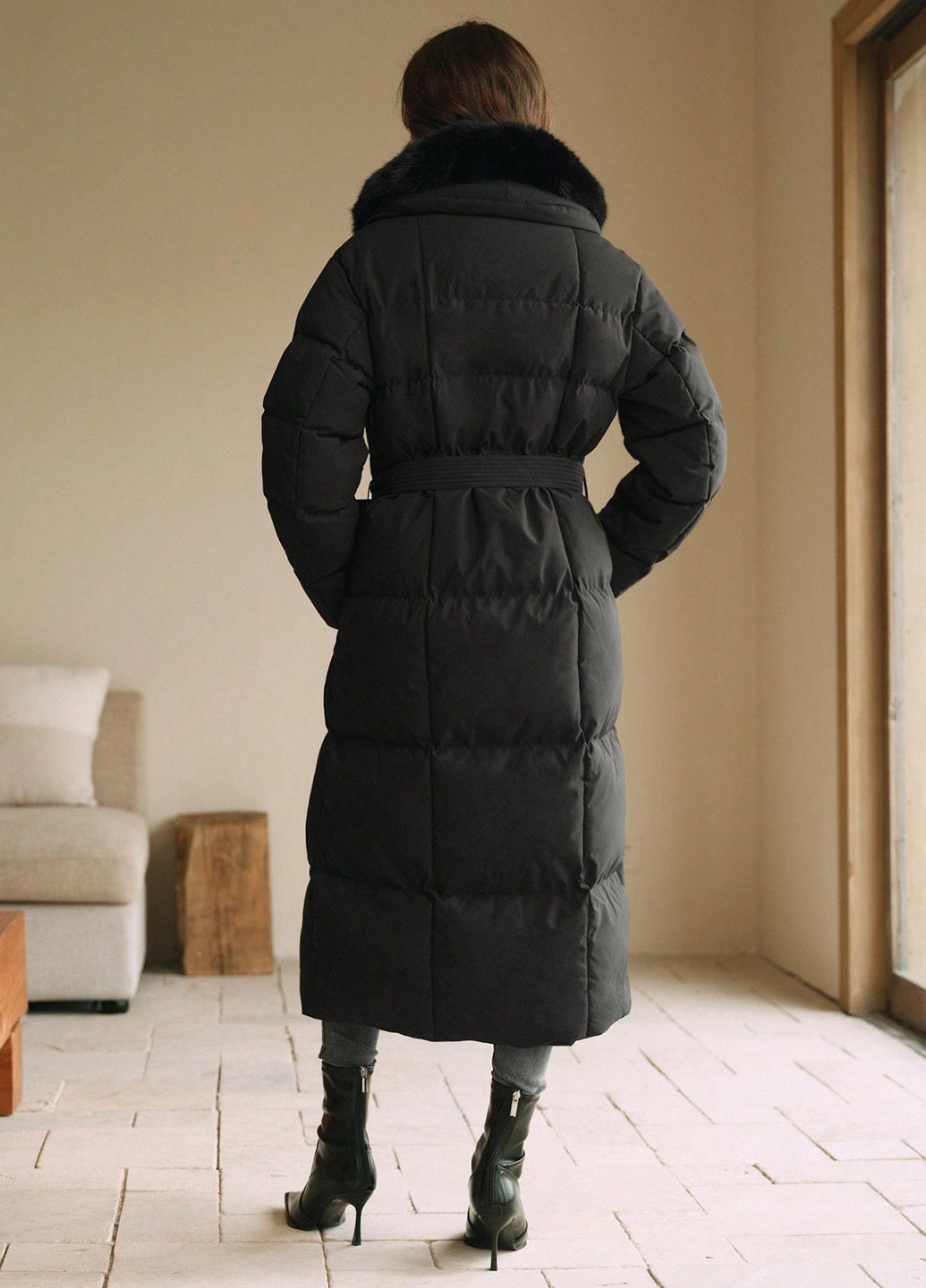 Черная зимняя куртка куртка-пальто SHEIN