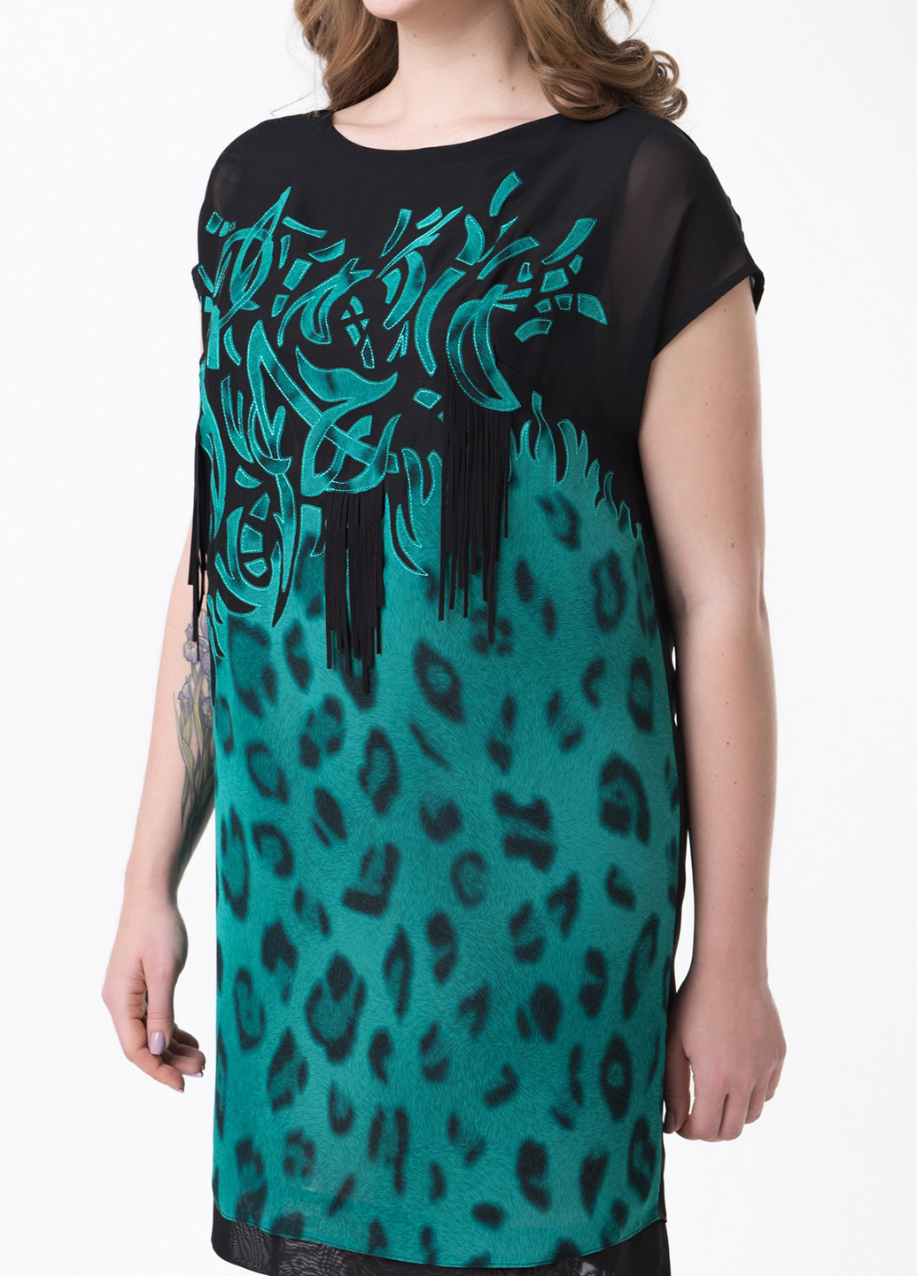 Зеленое кэжуал платье RicaMare с животным (анималистичным) принтом