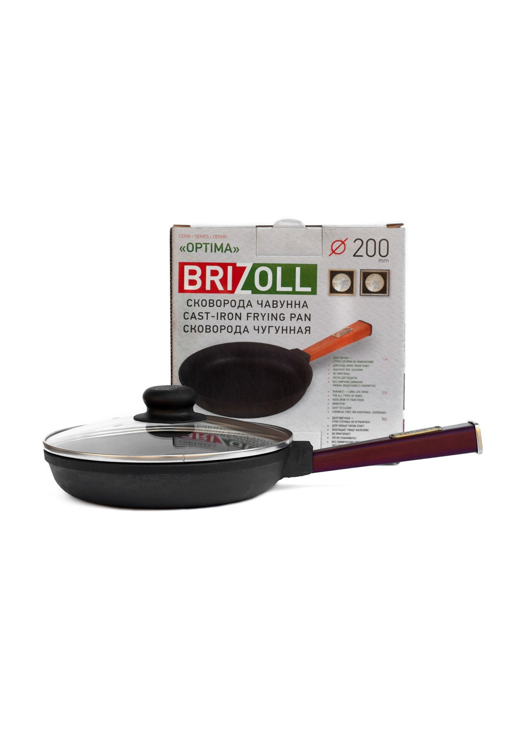 Сковорода чугунная с крышкой Optima-Bordo 200 х 35 мм Brizoll (255190724)