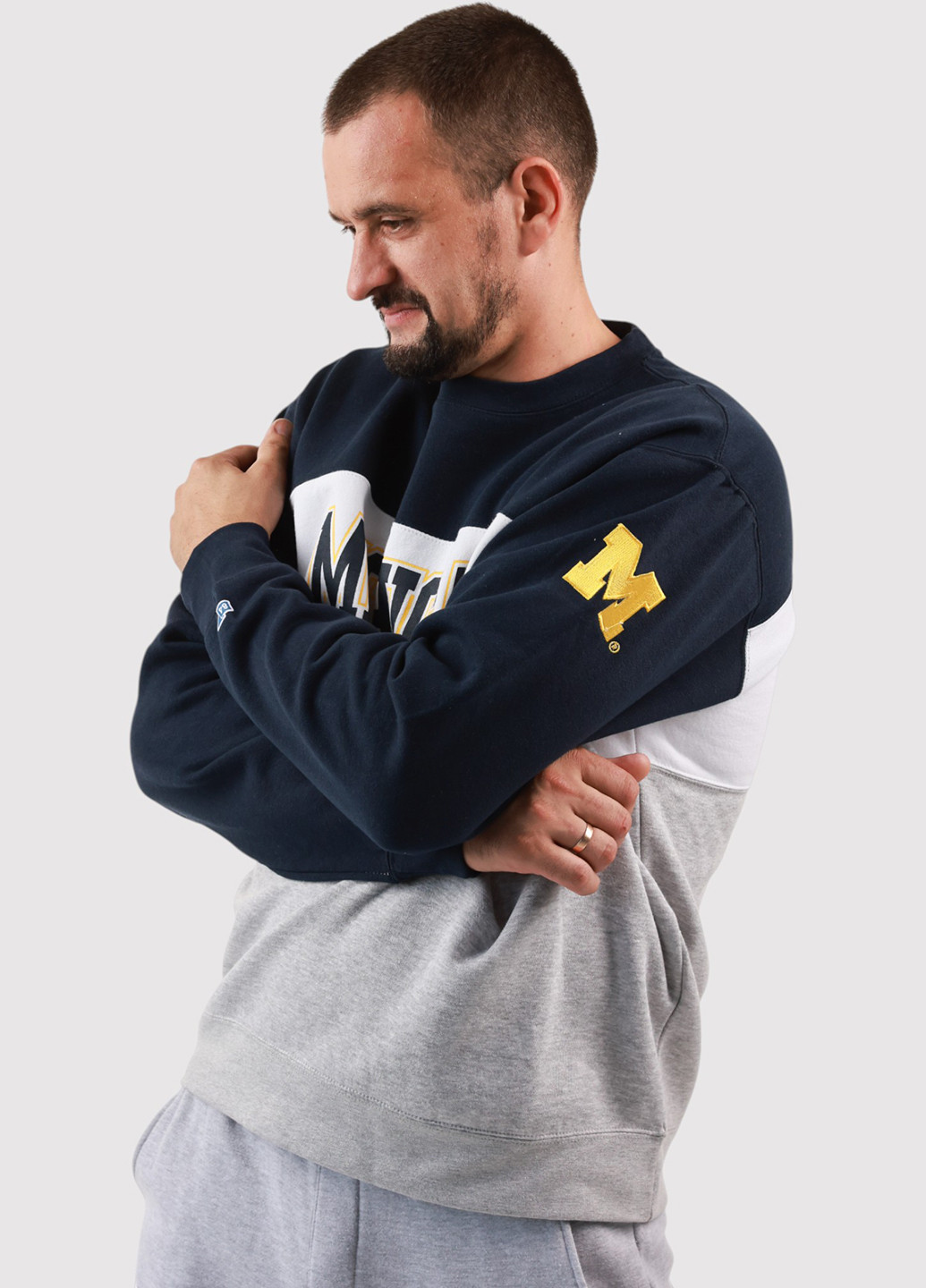 Комбінований світшот Blue 84 колор блок нашивки (361422100)