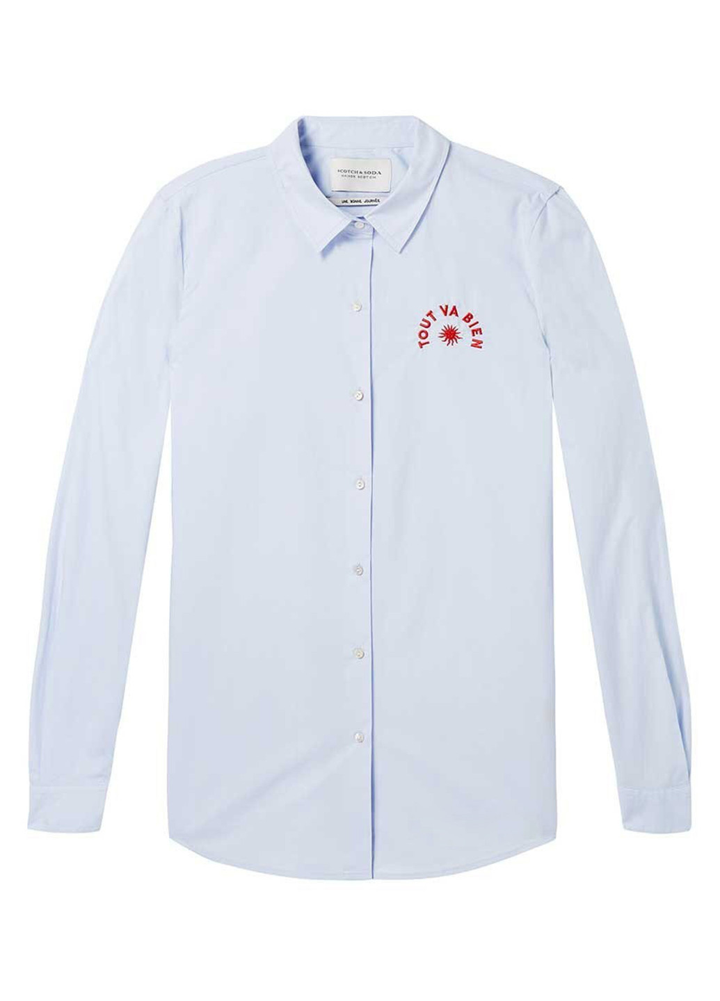 Голубой кэжуал рубашка с логотипом Scotch & Soda с длинным рукавом