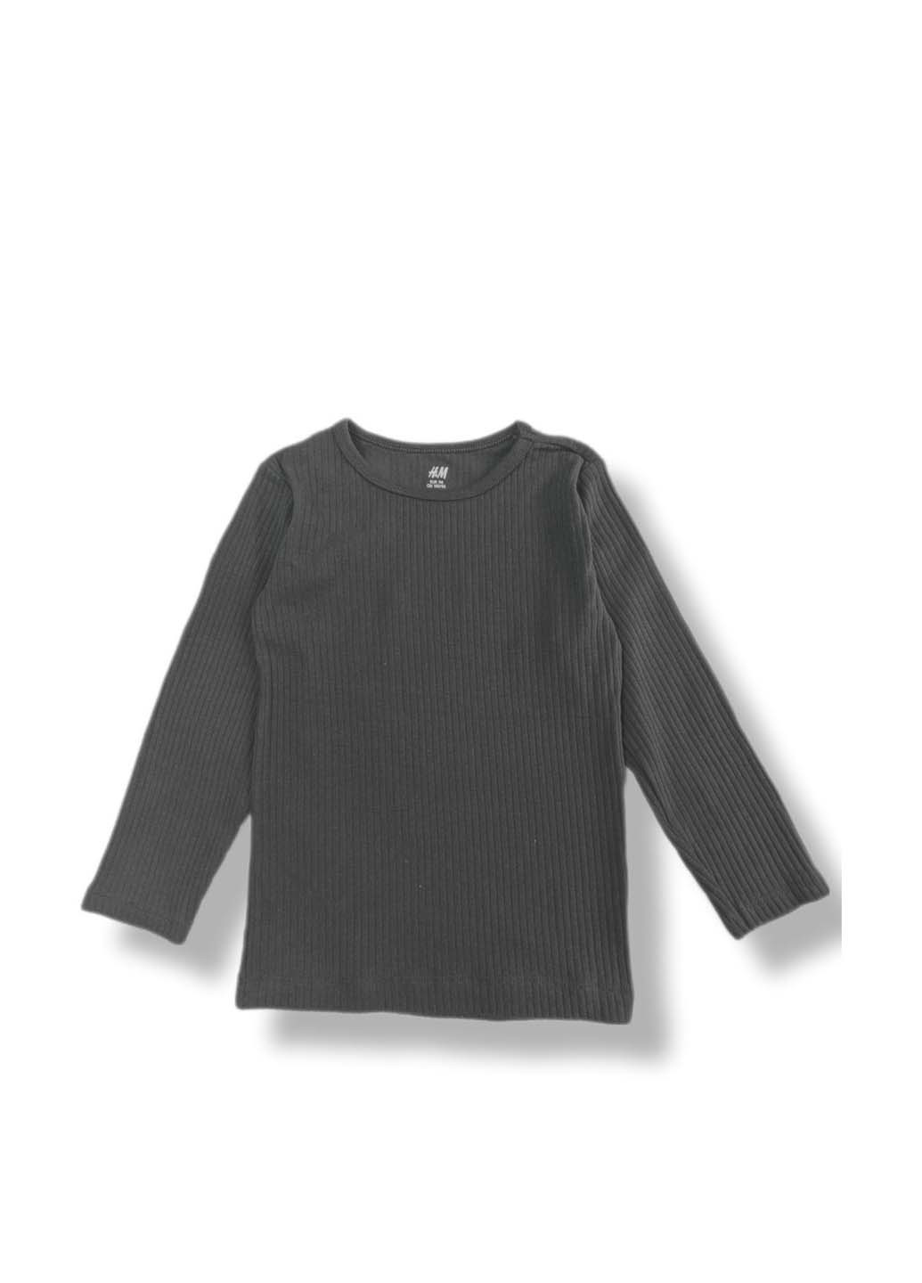 Темно-серый демисезонный кэжуал лонгслив H&M однотонный