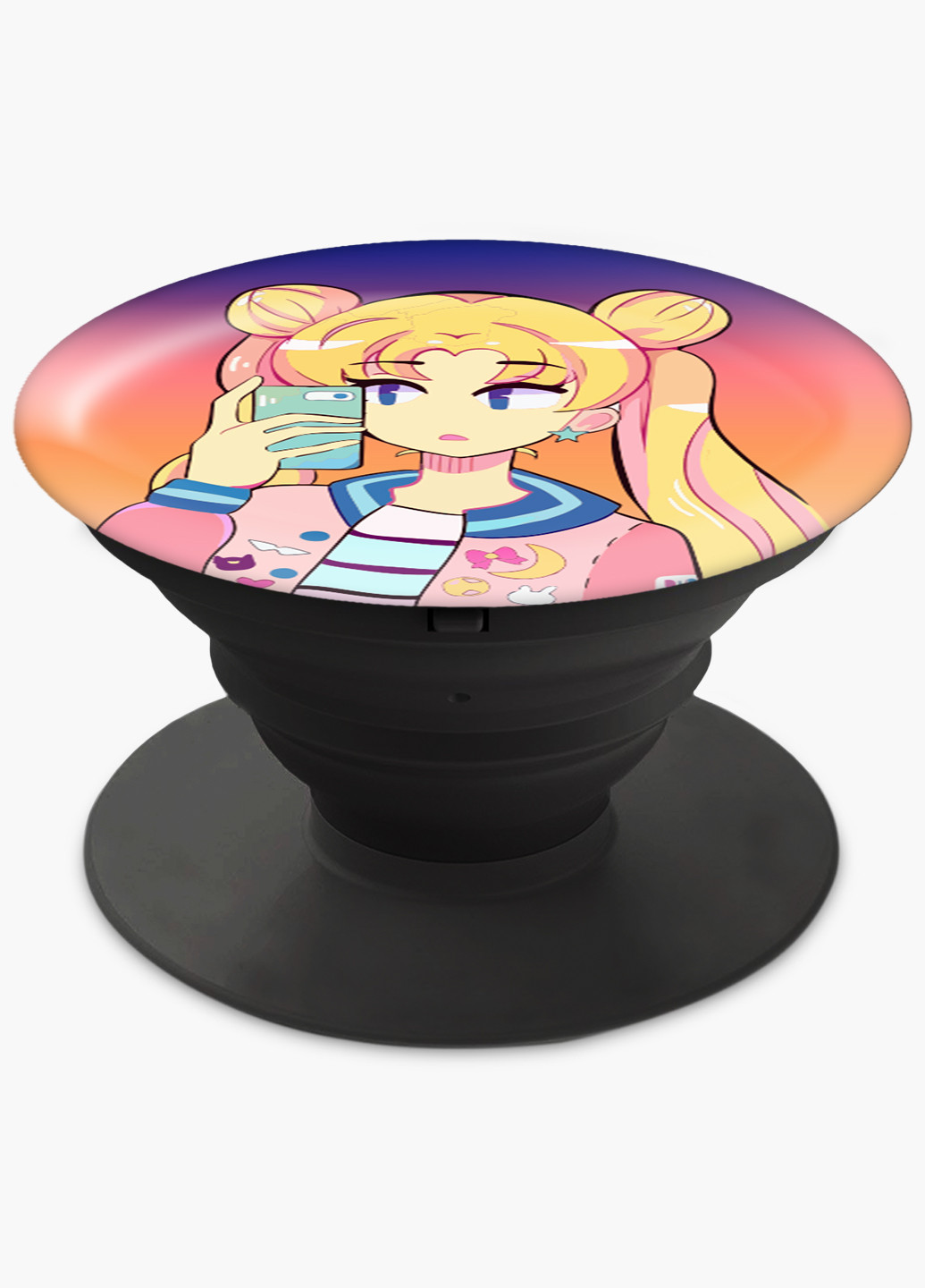 Попсокет (Popsockets) держатель для смартфона Сейлор Мун (Sailor Moon) (8754-2924) Черный MobiPrint (229014794)