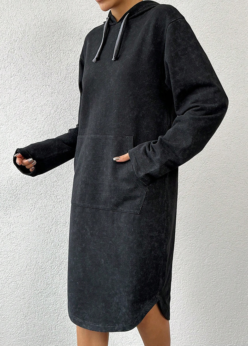 Темно-серое кэжуал платье платье-худи SHEIN тай-дай