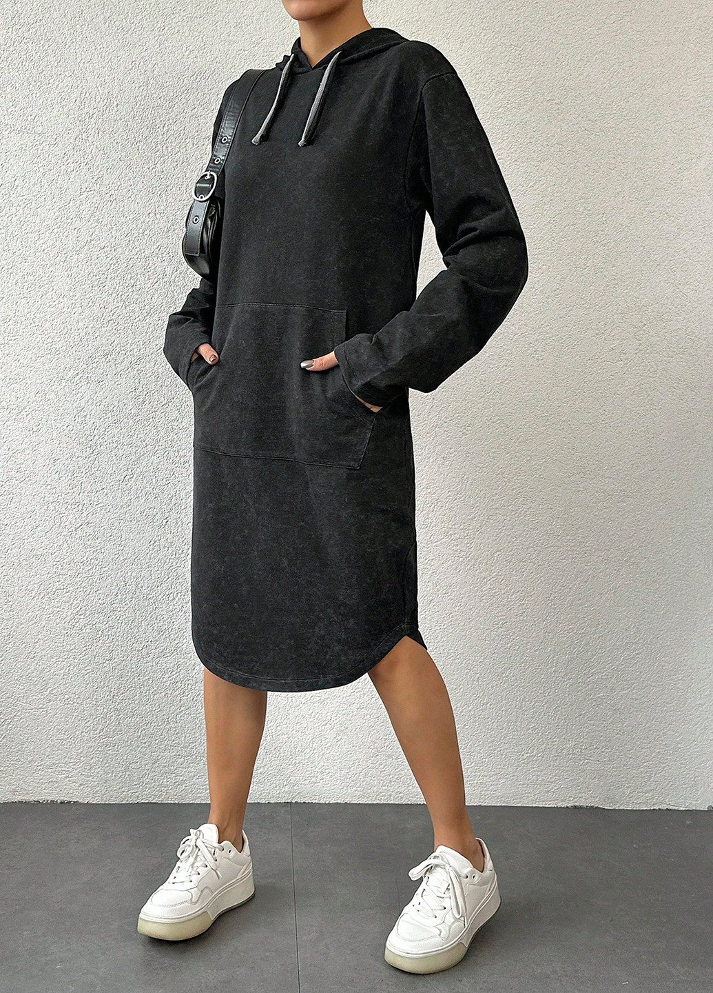 Темно-серое кэжуал платье платье-худи SHEIN тай-дай
