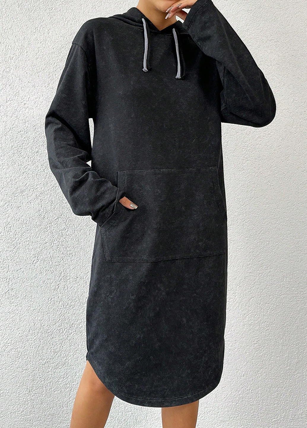 Темно-серое кэжуал платье платье-худи SHEIN тай-дай