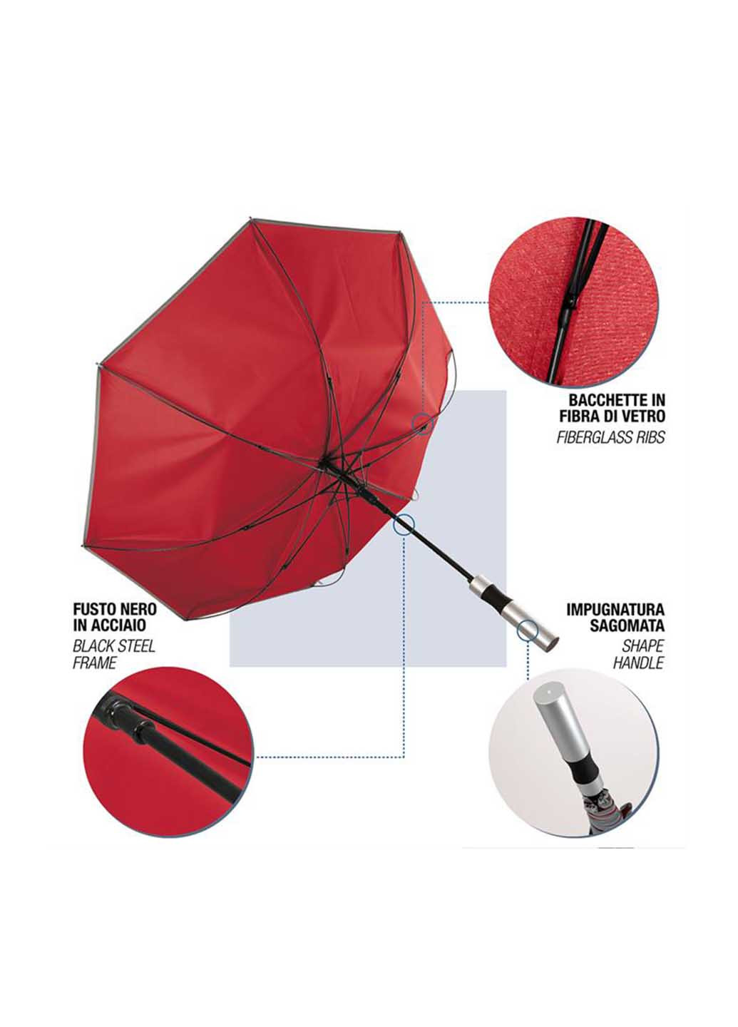 Красный зонт Perletti большой система антиветер (363640824)