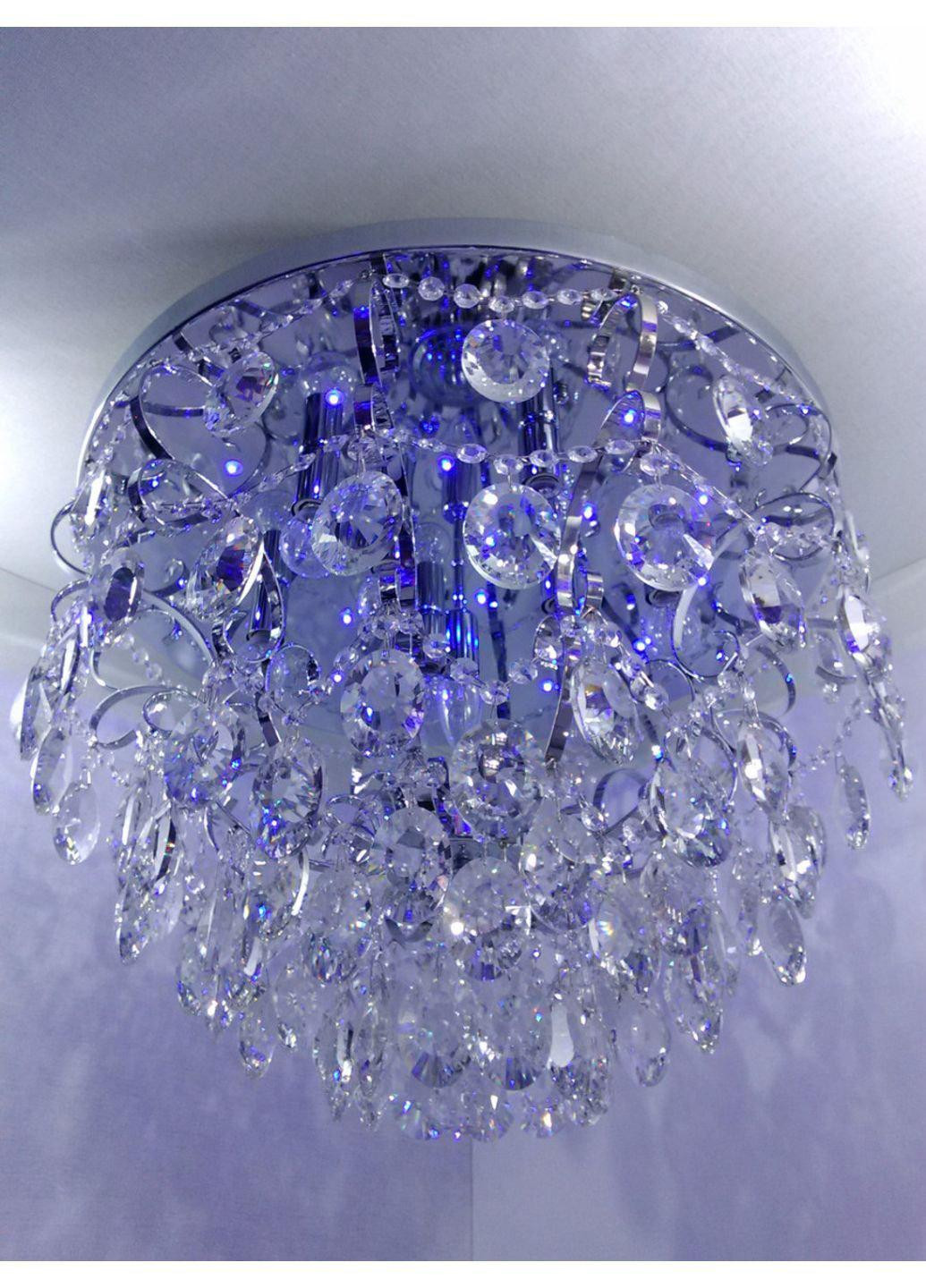 Люстра стельова кришталева з пультом 90020/10 Хром 45х60х60 см. Sunnysky (253122258)