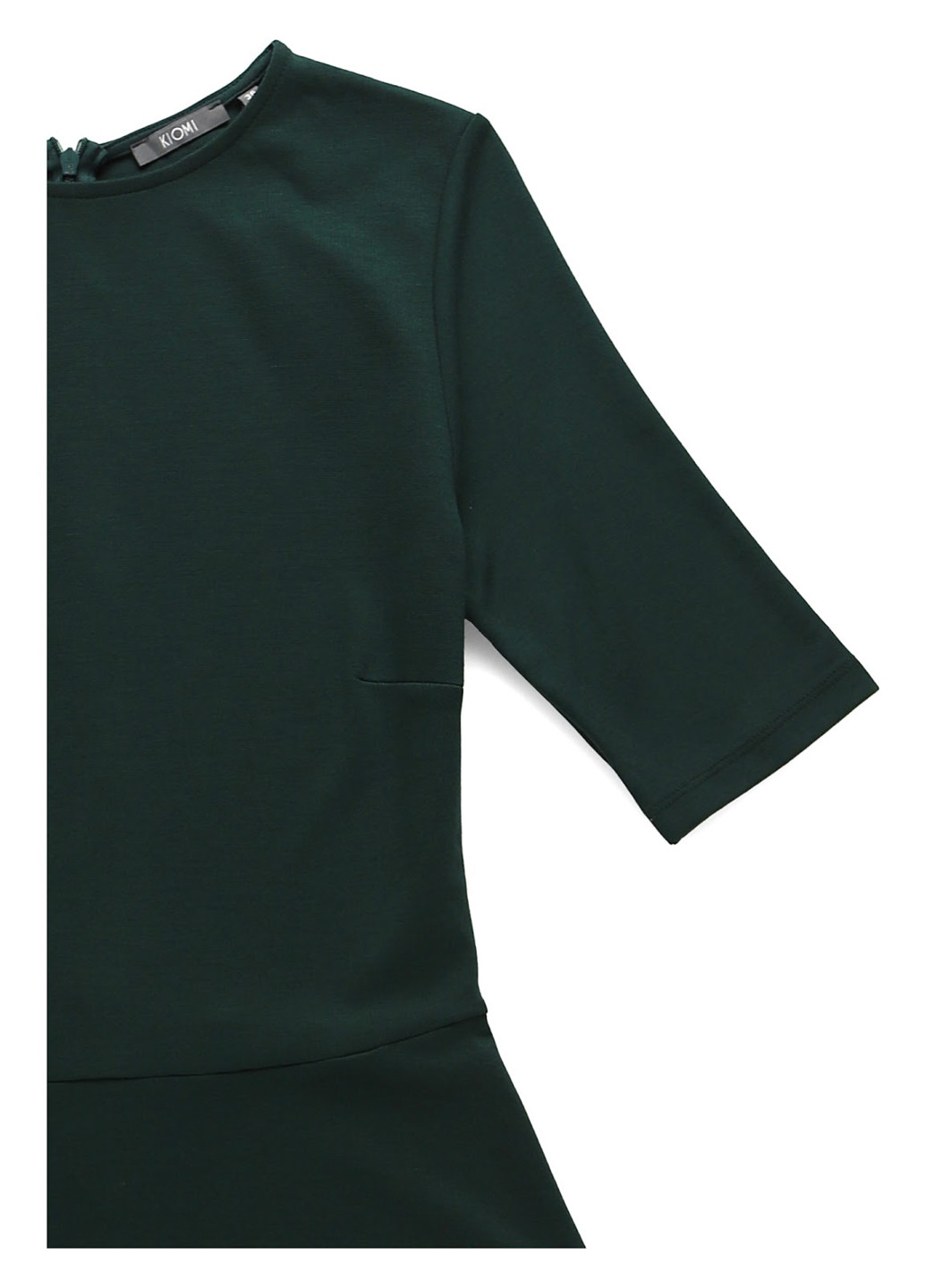 Темно-зеленое кэжуал платье клеш Kiomi однотонное