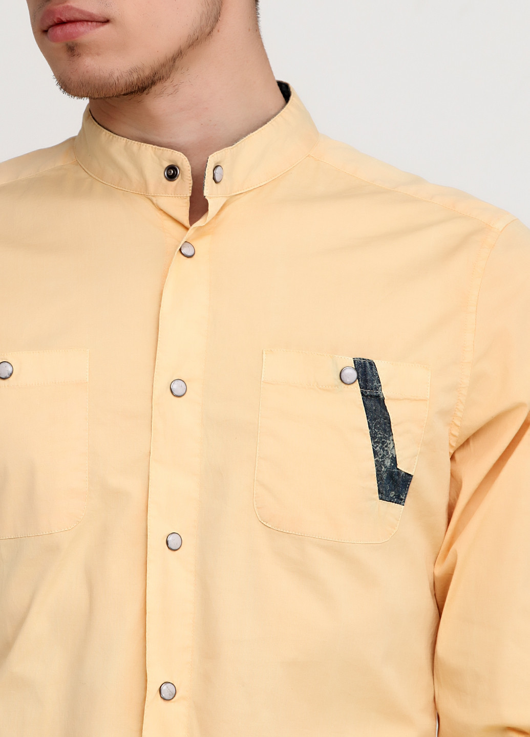Светло-желтая кэжуал рубашка однотонная M.O.D. с длинным рукавом