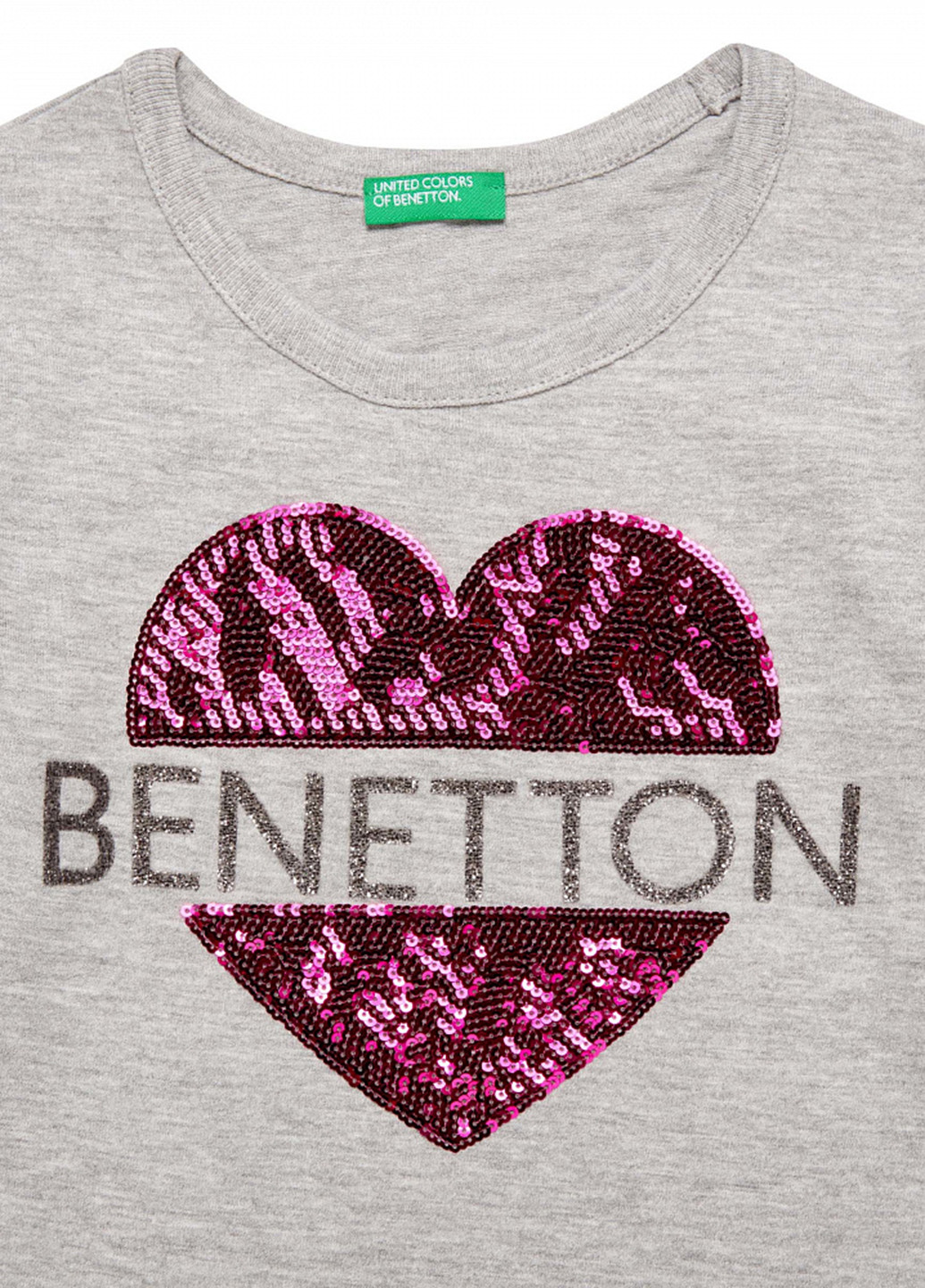 Светло-серый демисезонный кэжуал лонгслив United Colors of Benetton