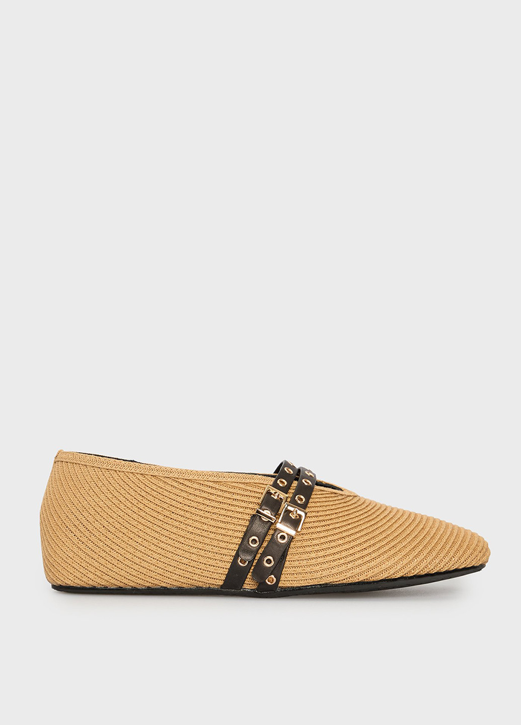 Женские балетки PRPY | бежевые однотонные люверсы, плетение текстиль (332382336)