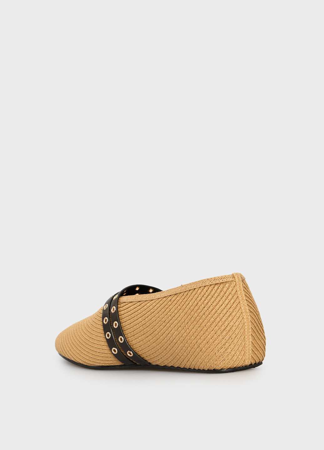Женские балетки PRPY | бежевые однотонные люверсы, плетение текстиль (332382336)