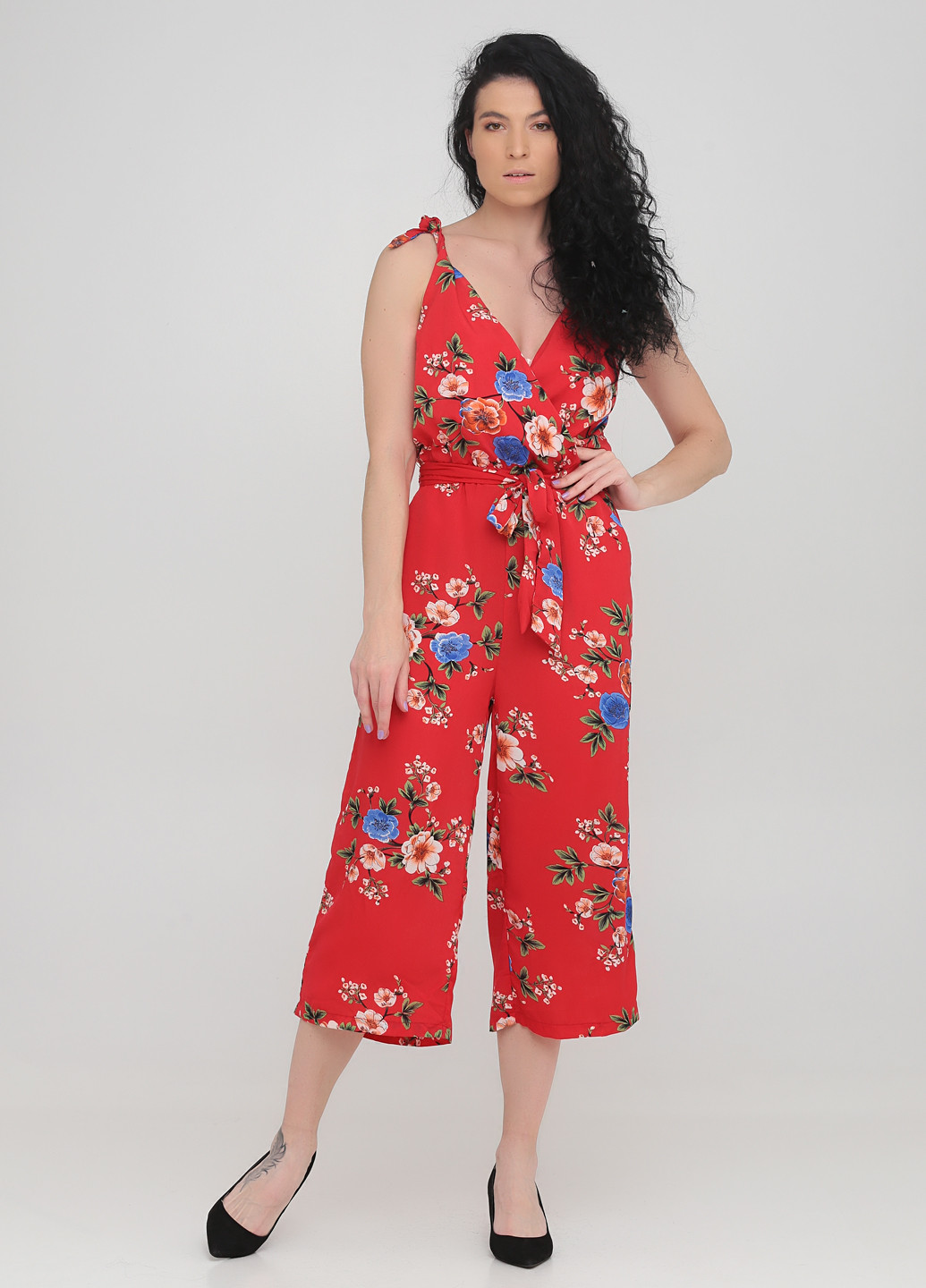 Комбінезон Blue Vanilla комбінезон-брюки квітковий червоний кежуал поліестер