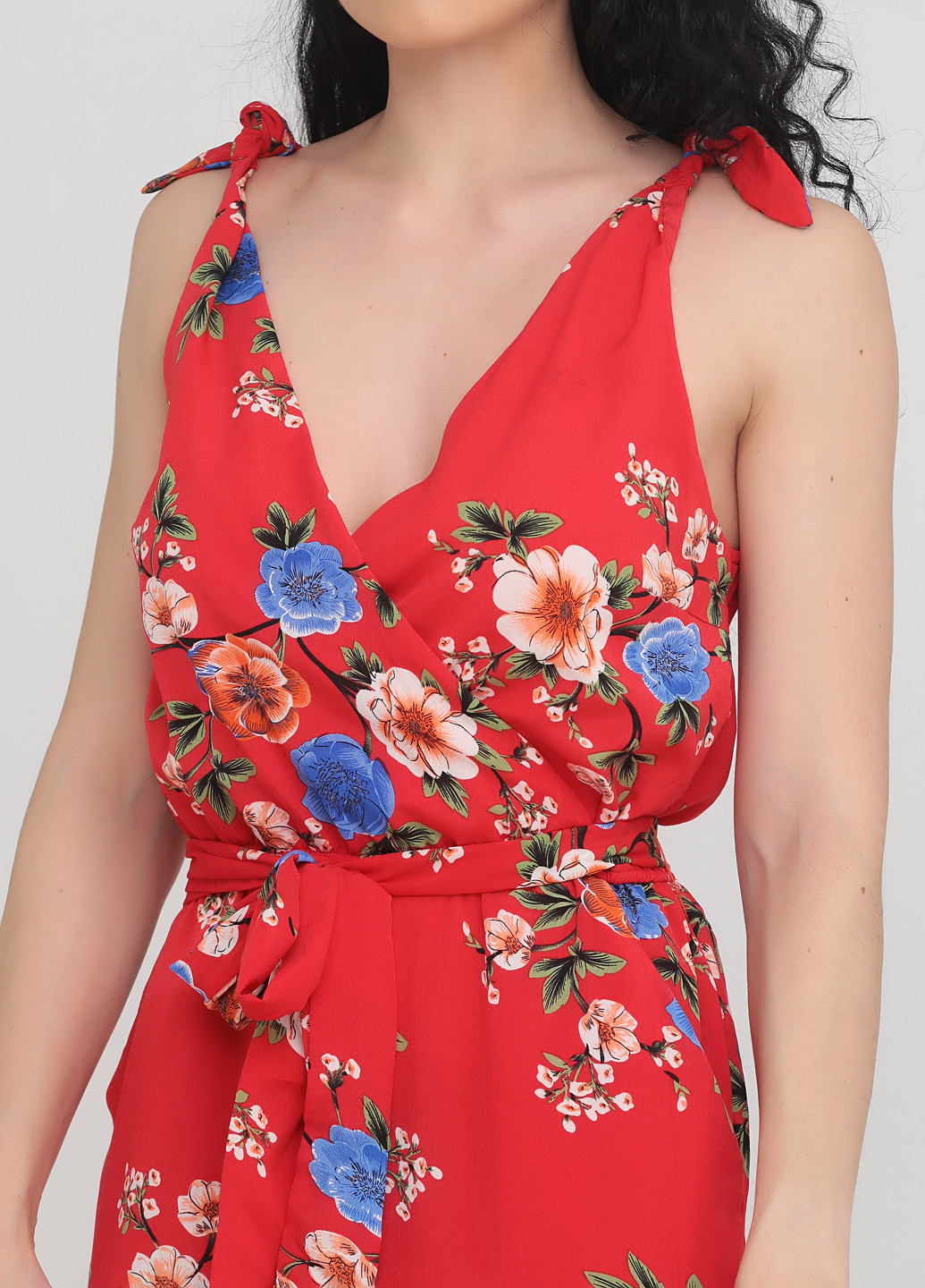 Комбінезон Blue Vanilla комбінезон-брюки квітковий червоний кежуал поліестер