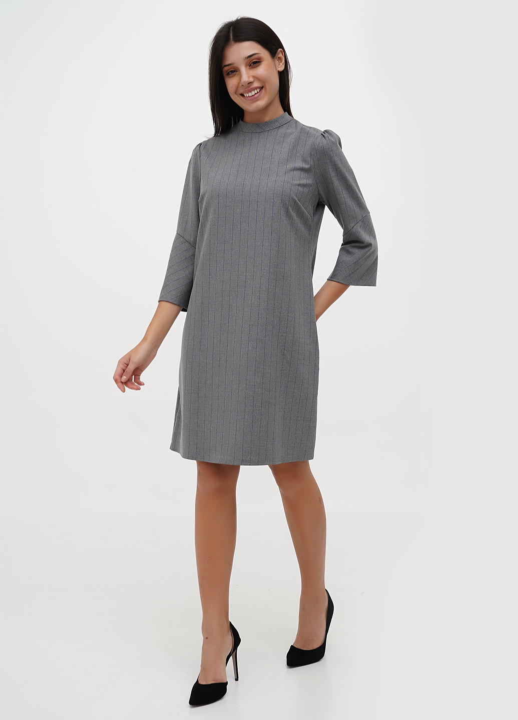 Сіра кежуал сукня Sassofono в смужку