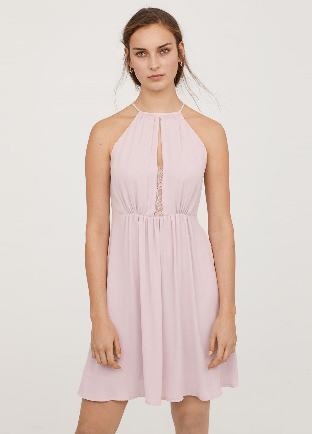 Рожева коктейльна коротке плаття H&M однотонна