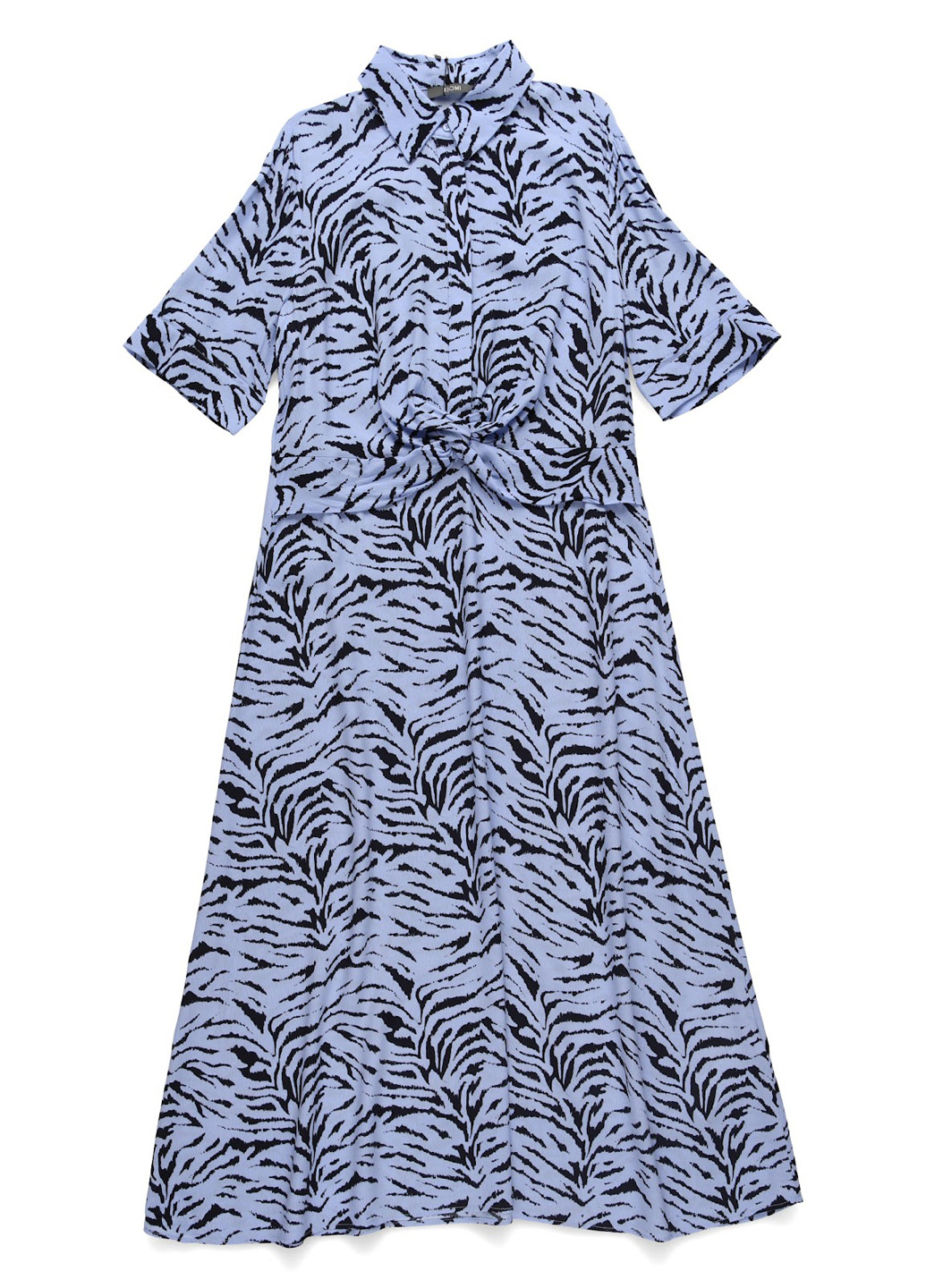 Голубое кэжуал платье а-силуэт Kiomi с животным (анималистичным) принтом