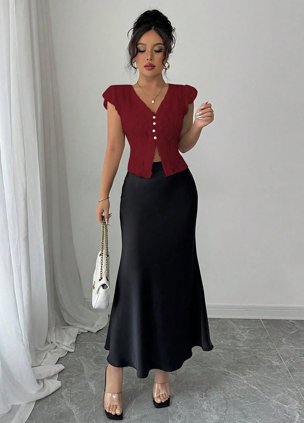 Бордовая блуза SHEIN
