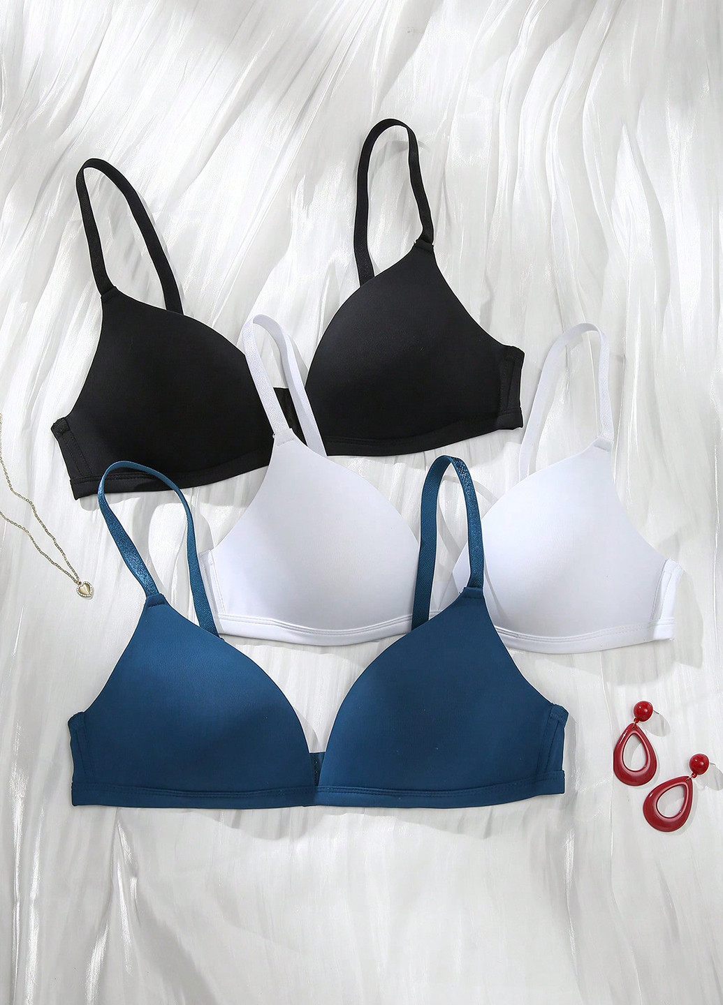 Комбинированный бралетт бюстгальтер (3 шт.) SHEIN без косточек полиамид