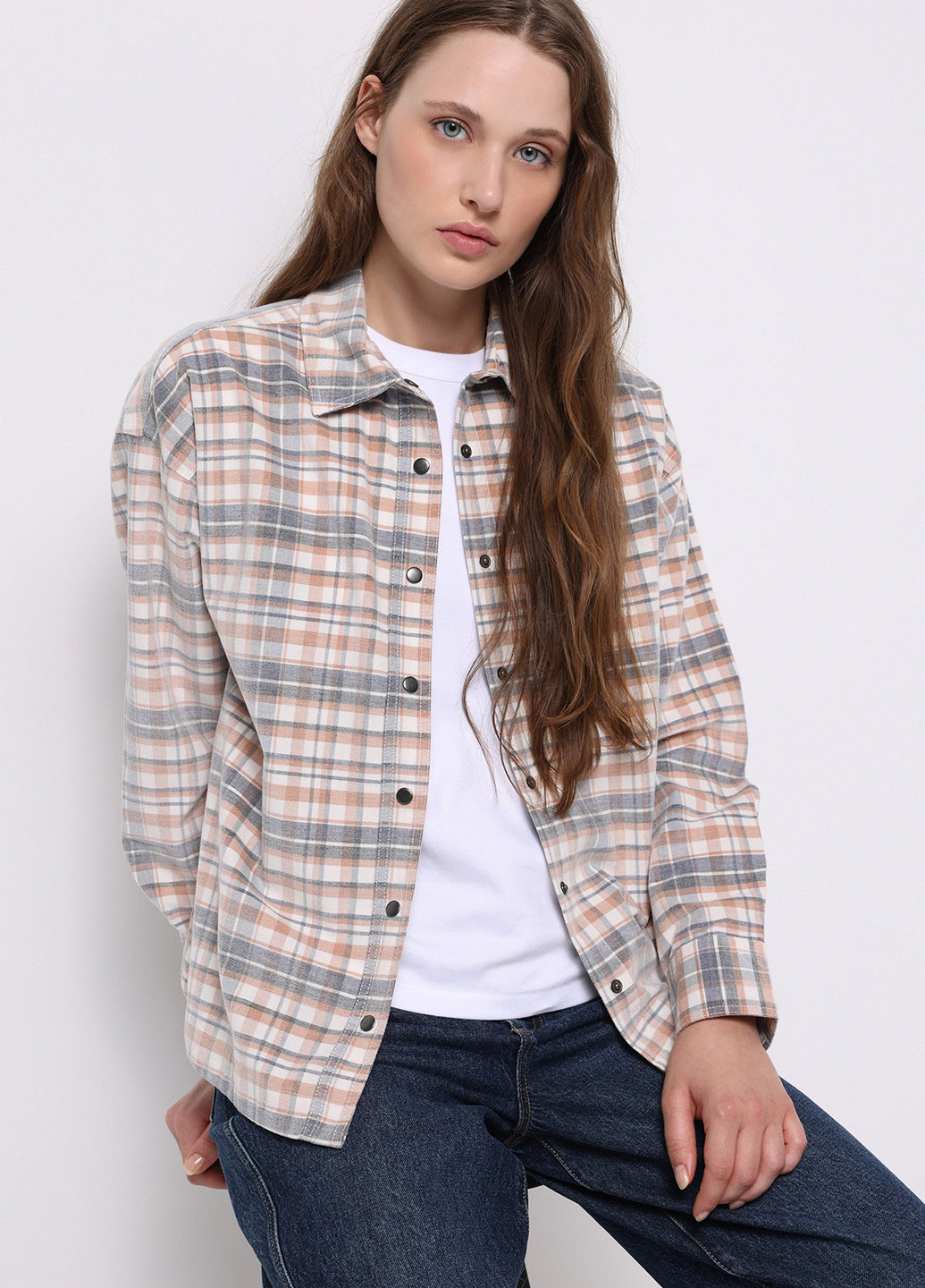 Бежевая кэжуал рубашка в клетку Colin's