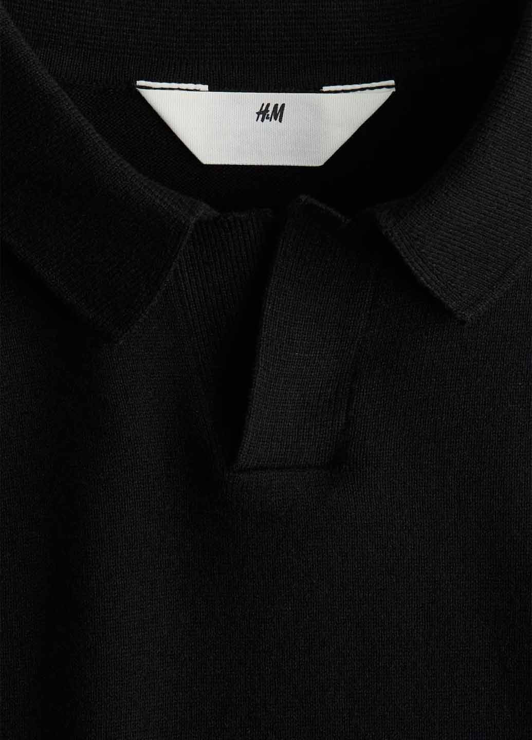 Черная детская футболка-поло для мальчика H&M однотонная