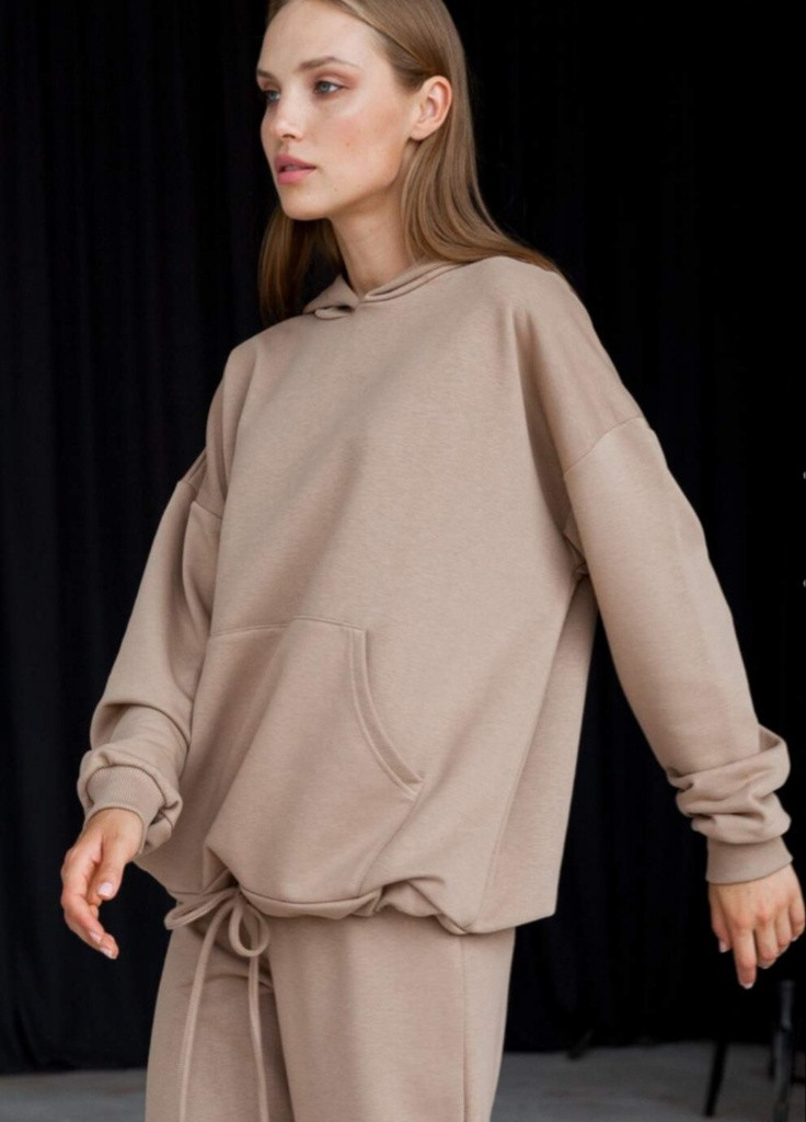 Коричневый худи трикотажный женский Габби однотонный (249550008)