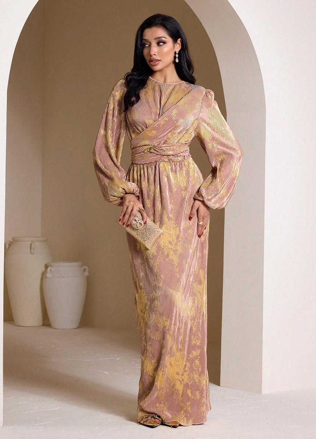 Розовое вечернее платье SHEIN тай-дай