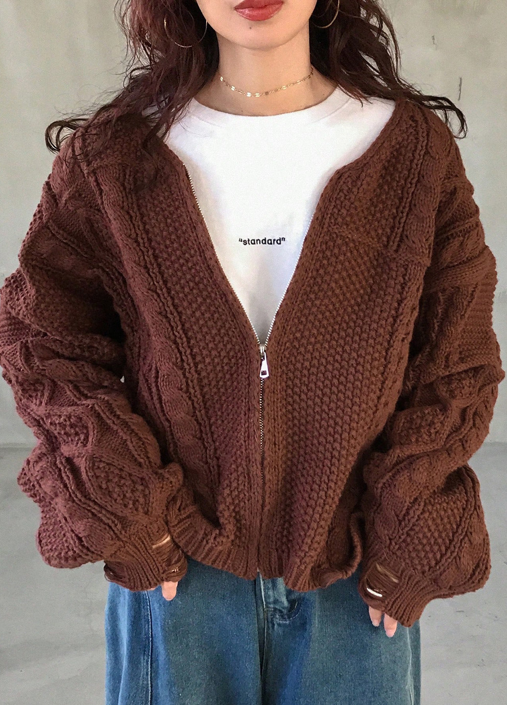 Коричневый демисезонный кардиган SHEIN