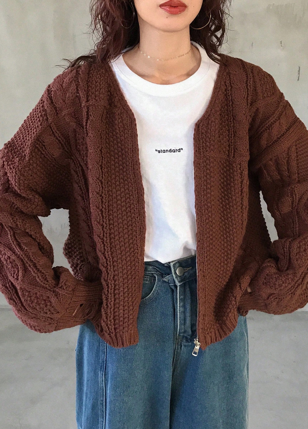 Коричневый демисезонный кардиган SHEIN