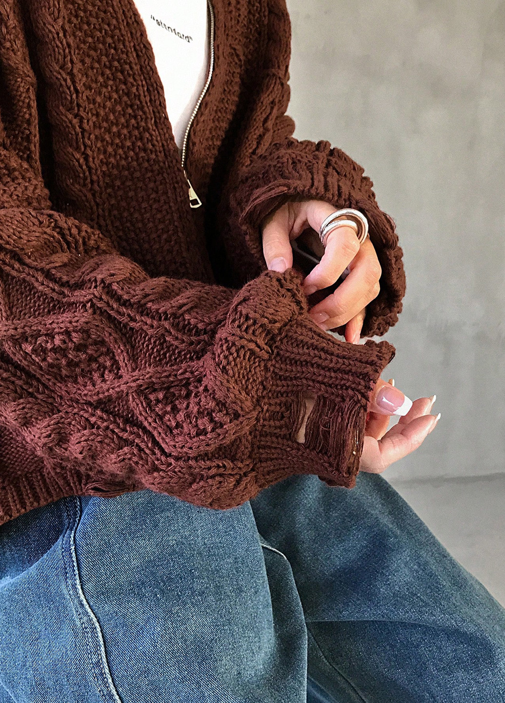 Коричневый демисезонный кардиган SHEIN