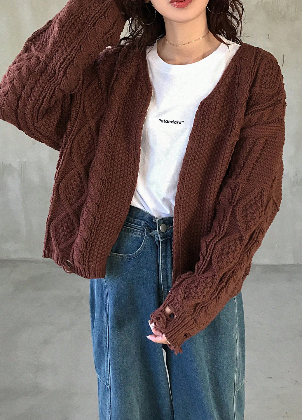 Коричневый демисезонный кардиган SHEIN