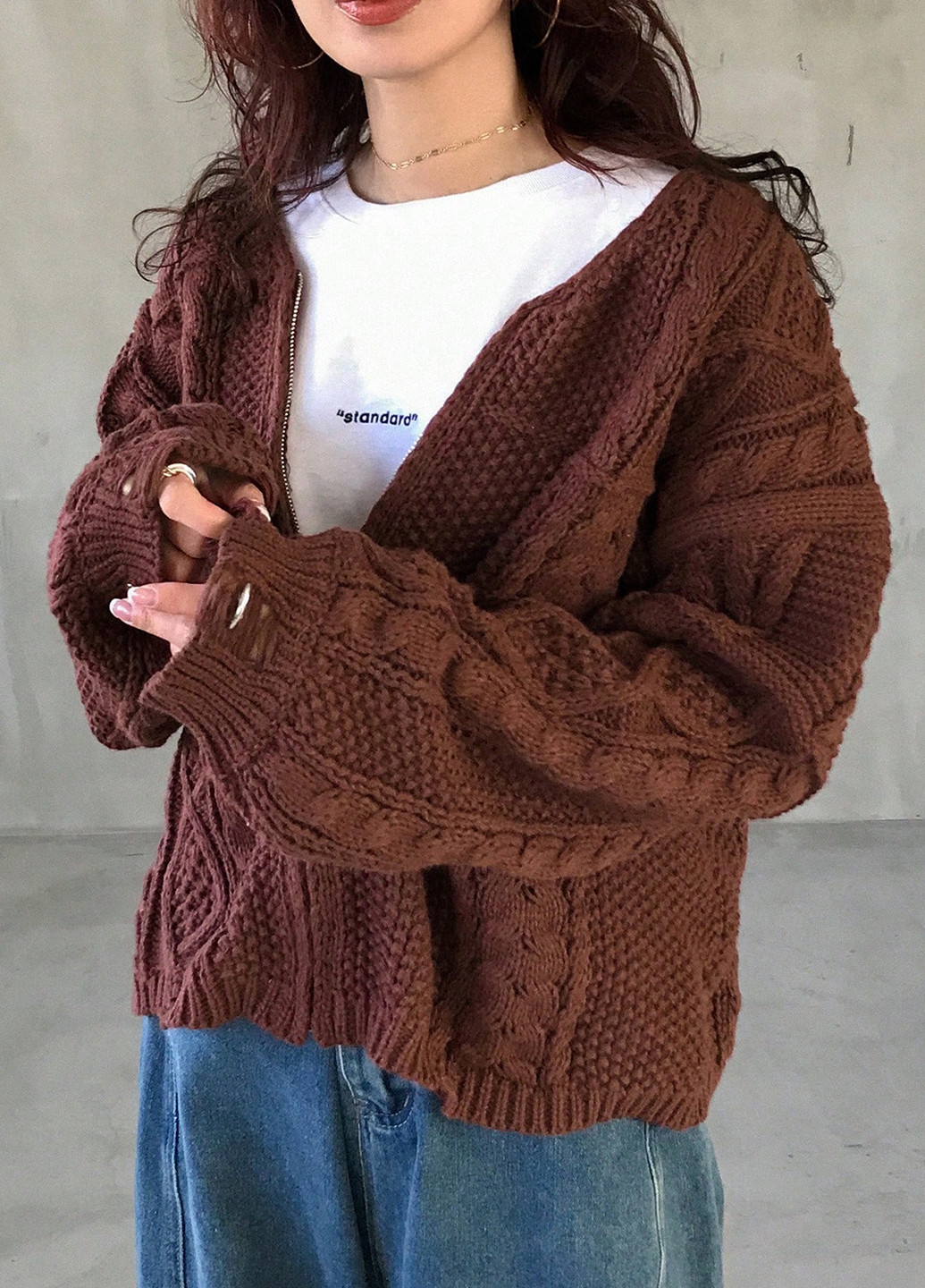 Коричневый демисезонный кардиган SHEIN