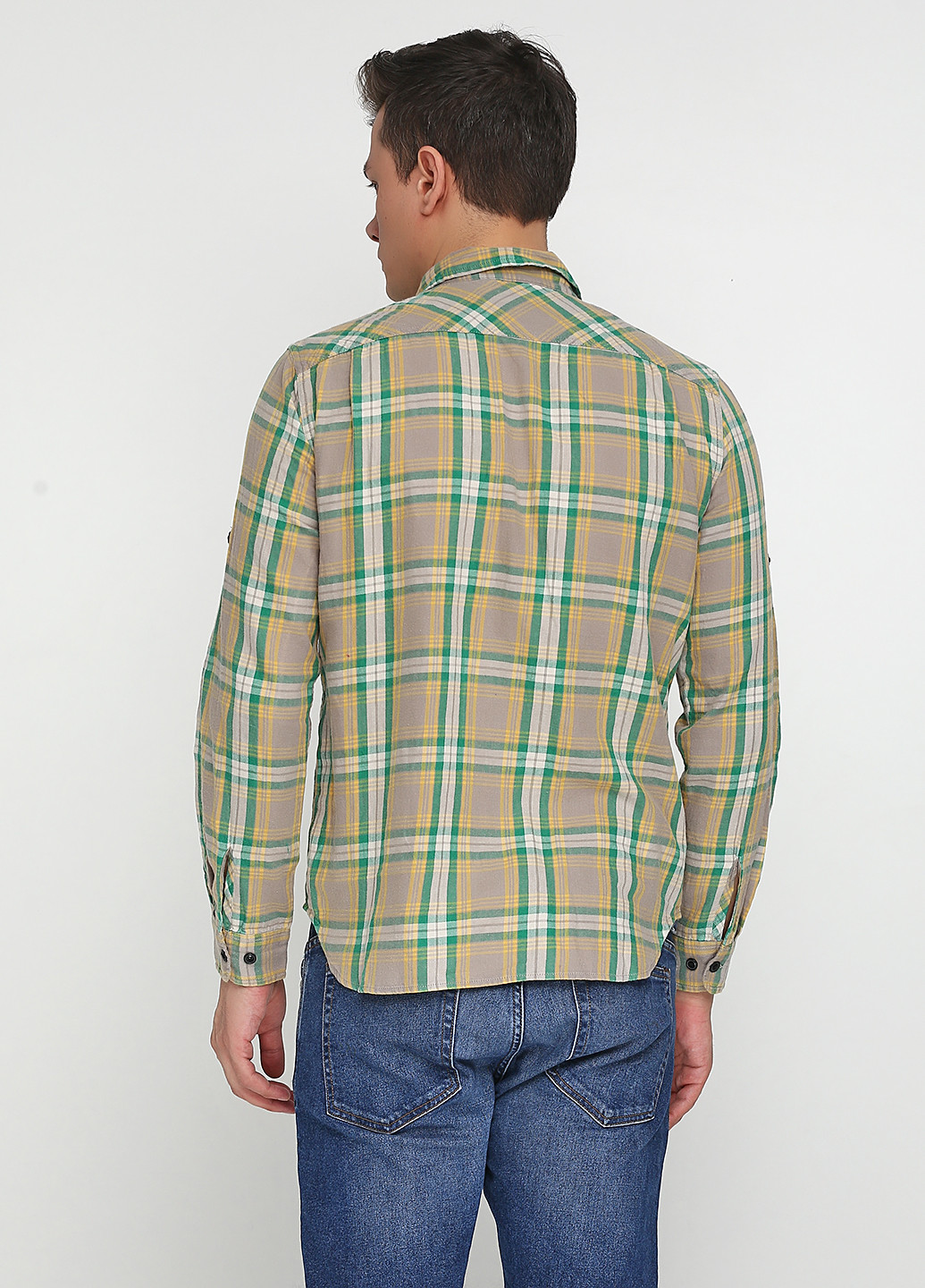 Серо-зеленая кэжуал рубашка в клетку Ralph Lauren с длинным рукавом