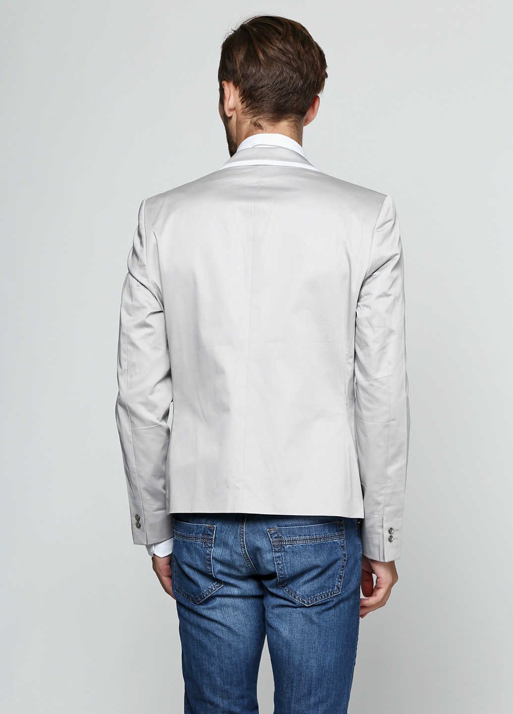 Пиджак Weaver с длинным рукавом однотонный светло-серый кэжуал