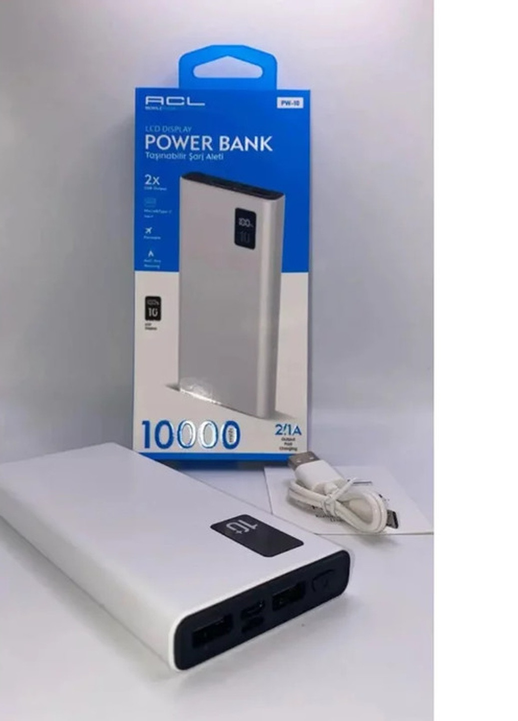 Універсальна мобільна батарея 10000mAh з USB-C та 2xUSB Brille pw-10 (256602811)